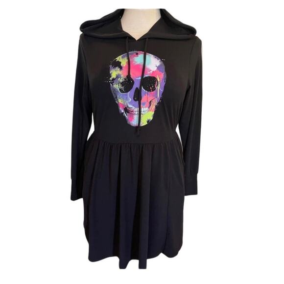 Torrid 3 (3X 22/24) Punk Gothic Skull Tattoo‎ Super Soft Hoodie Dress w/Pockets - Picture 1 of 3